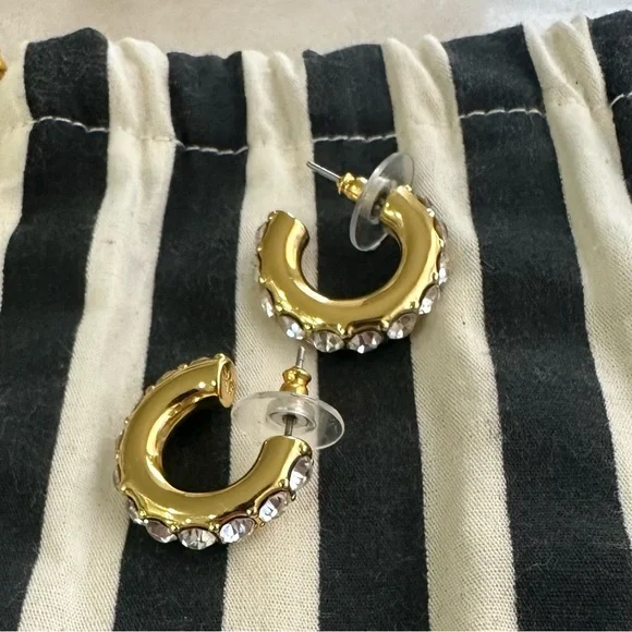 Lele Sadoughi Crystal Chunky Pave Huggie Hoop Earrings - Picture 10 of 11